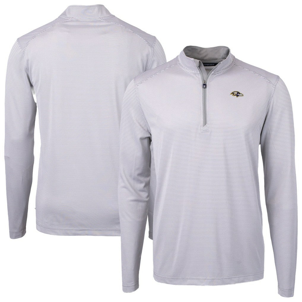 Baltimore Ravens Cutter & Buck Virtue Eco Pique Micro Stripe Quarter-Zip Jacket - Gray - NFL