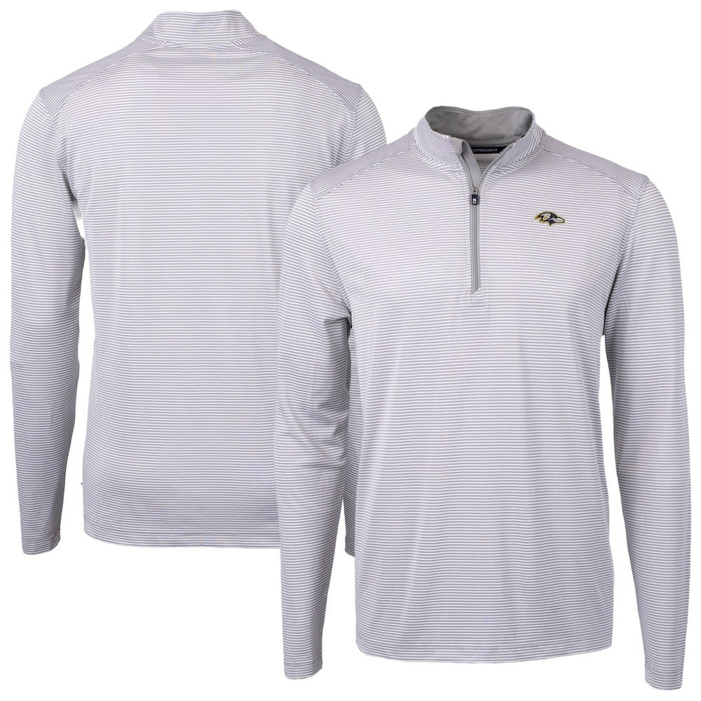 Baltimore Ravens Cutter & Buck Virtue Eco Pique Micro Stripe Quarter-Zip Jacket - Gray - NFL