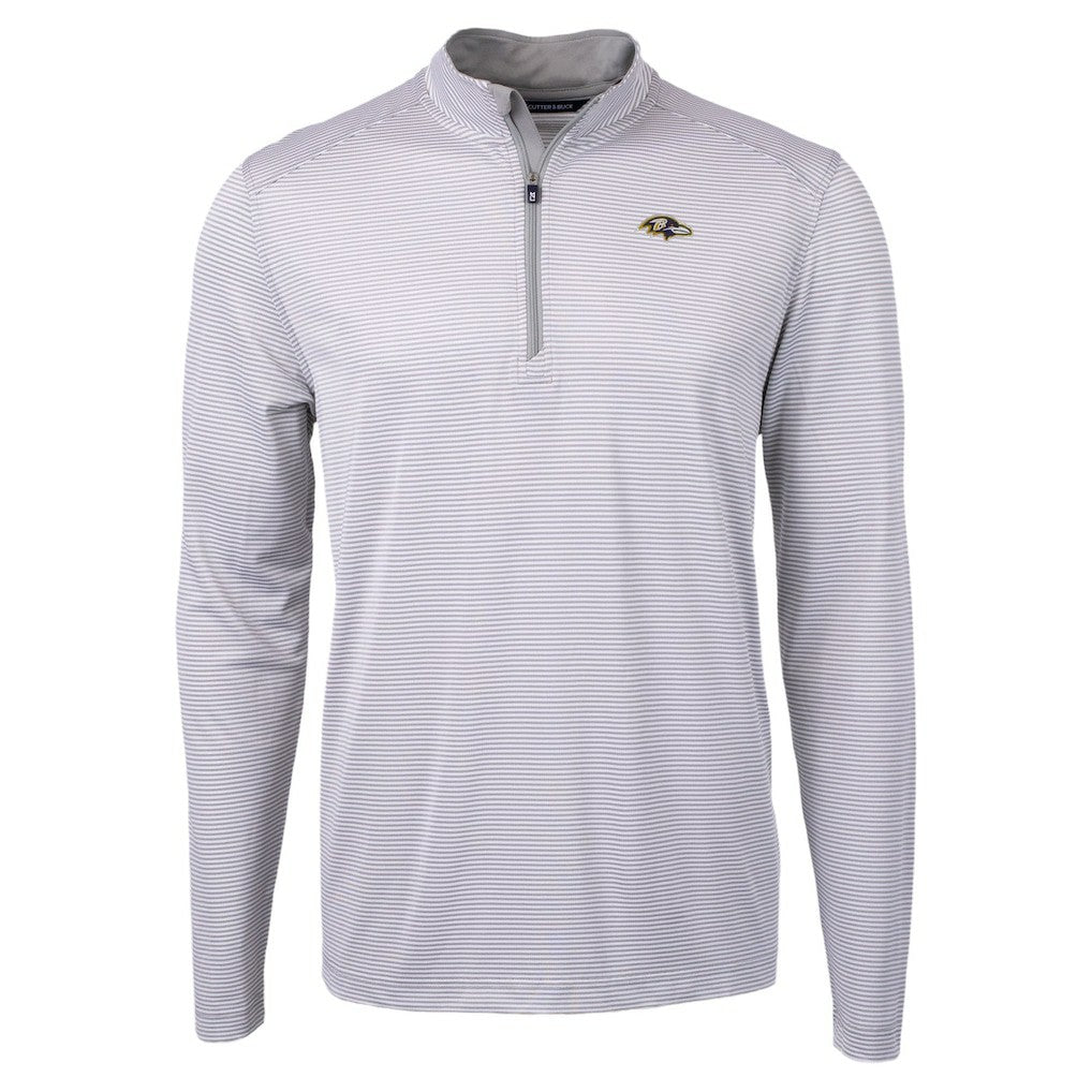 Baltimore Ravens Cutter & Buck Virtue Eco Pique Micro Stripe Quarter-Zip Jacket - Gray - NFL