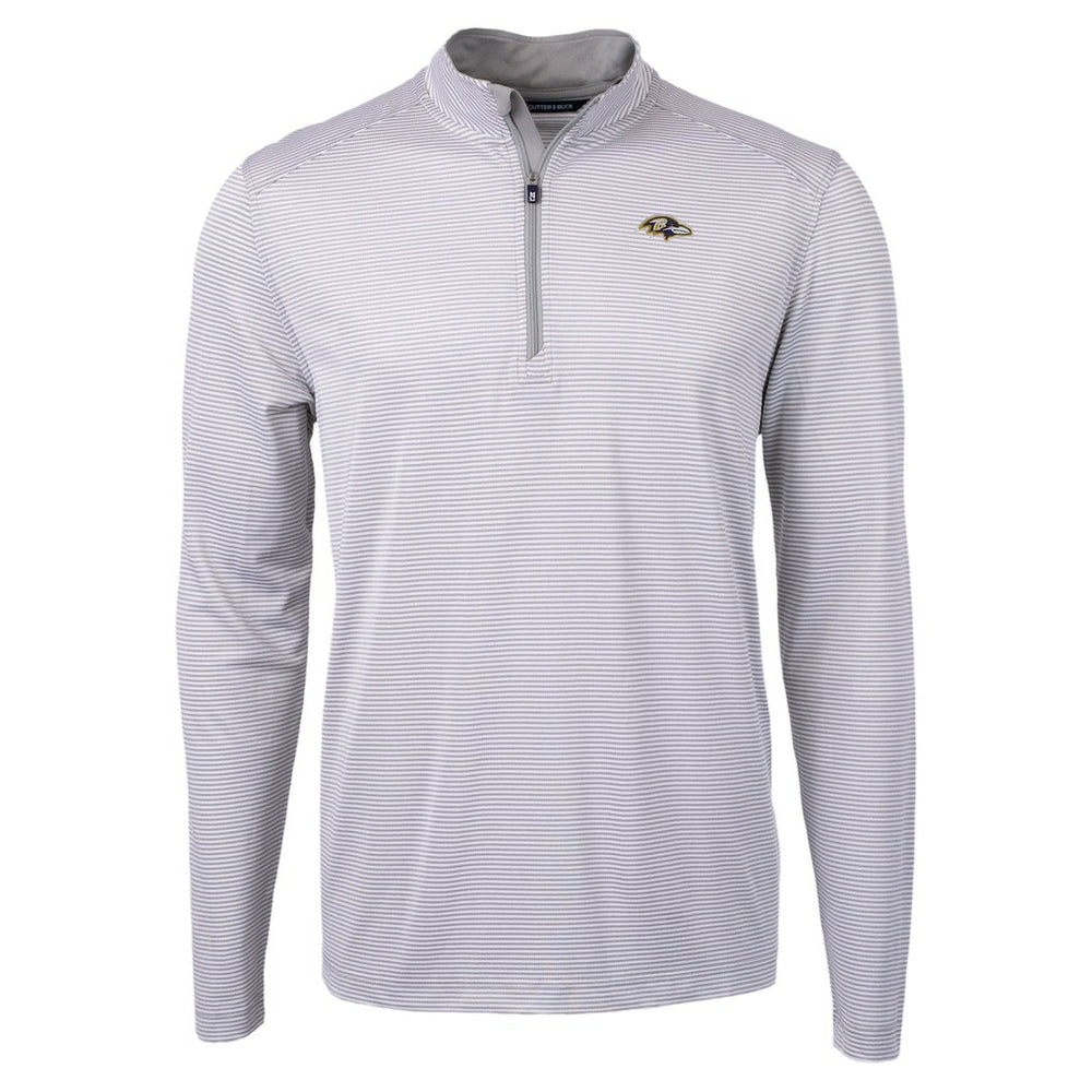 Baltimore Ravens Cutter & Buck Virtue Eco Pique Micro Stripe Quarter-Zip Jacket - Gray - NFL