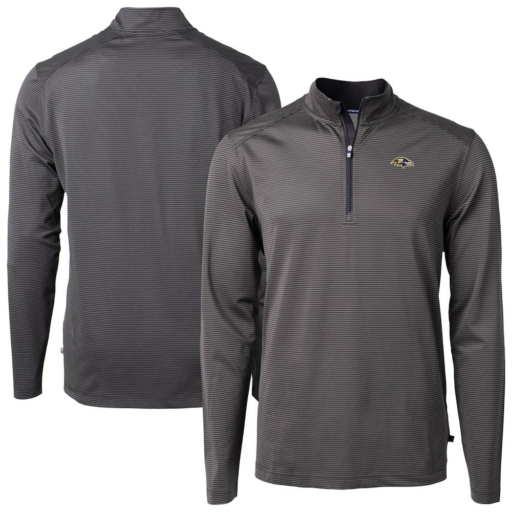Baltimore Ravens Cutter & Buck Virtue Eco Pique Micro Stripe Quarter-Zip Jacket - Black - NFL