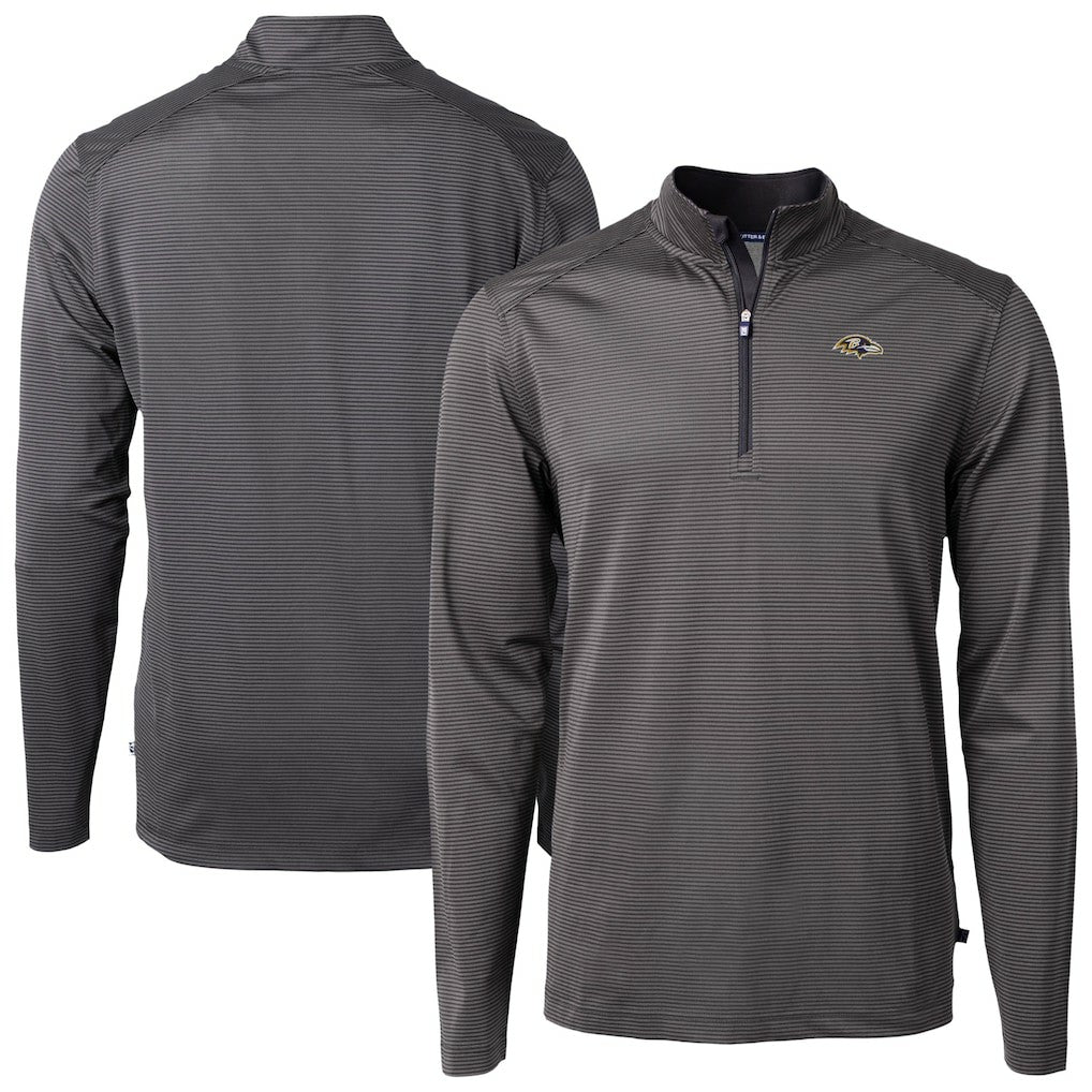 Baltimore Ravens Cutter & Buck Virtue Eco Pique Micro Stripe Quarter-Zip Jacket - Black - NFL