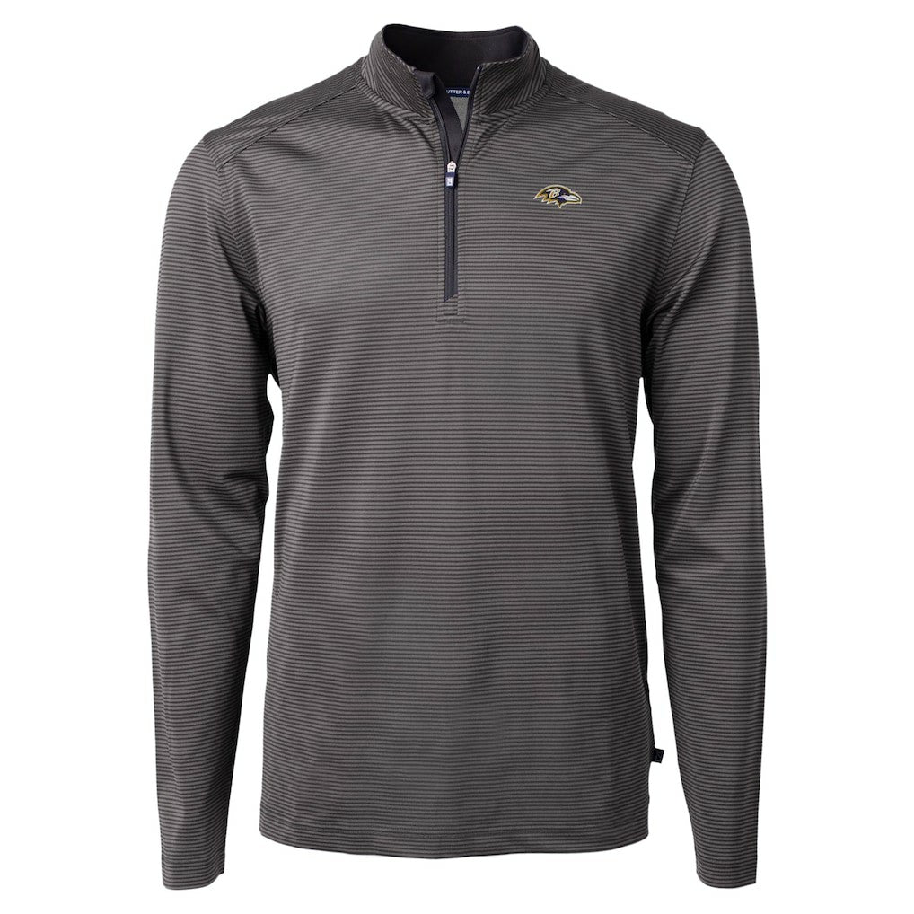 Baltimore Ravens Cutter & Buck Virtue Eco Pique Micro Stripe Quarter-Zip Jacket - Black - NFL