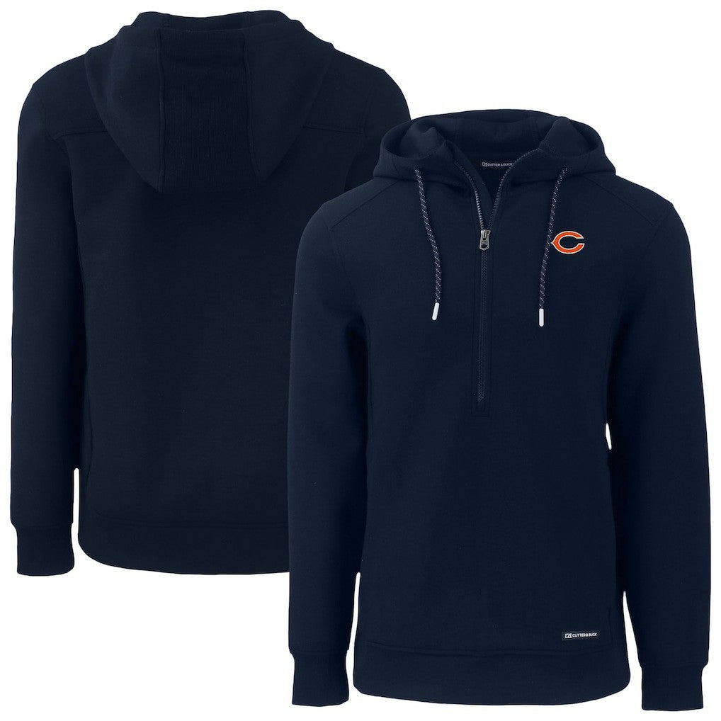 Chicago Bears Cutter & Buck Roam Eco Recycled Half-Zip Hoodie - Navy - NFL