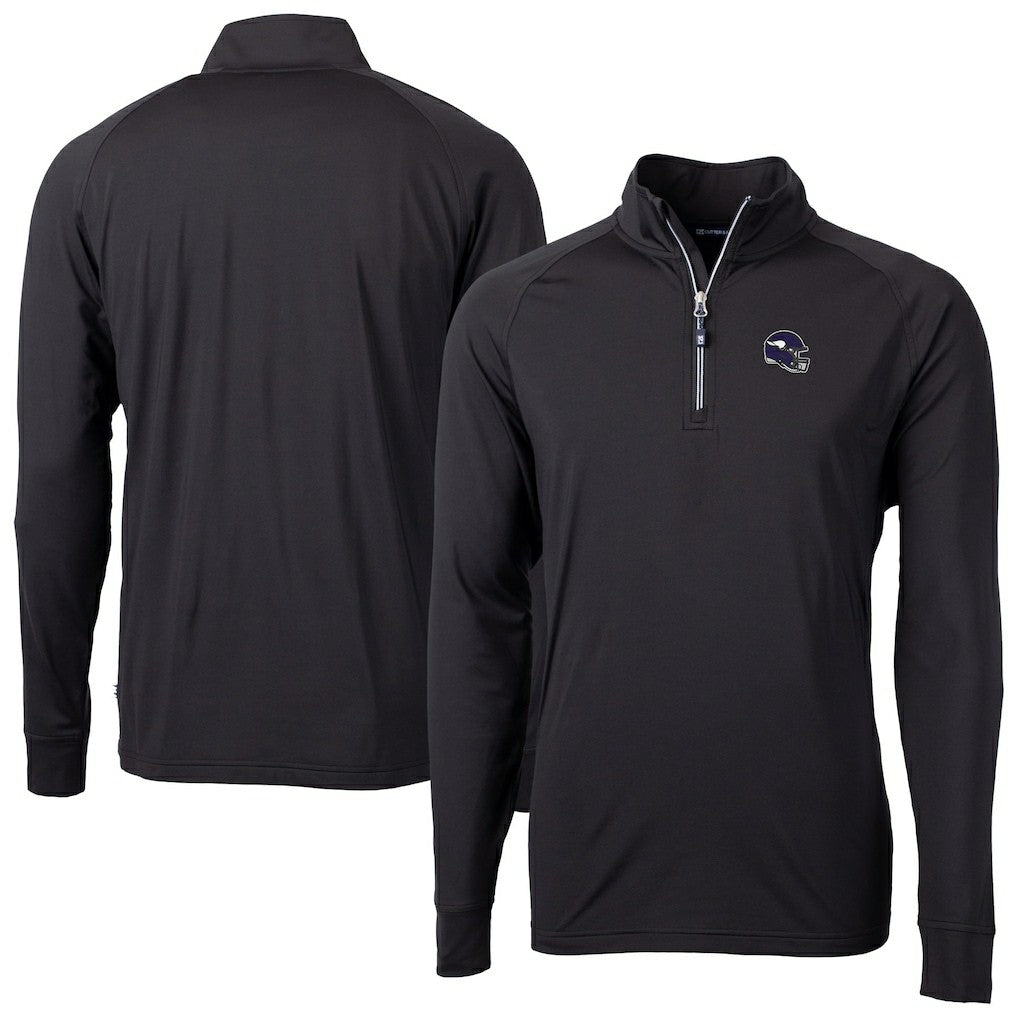 Minnesota Vikings Cutter & Buck Big & Tall Adapt Eco DryTec Raglan Quarter-Zip Jacket - Black - NFL