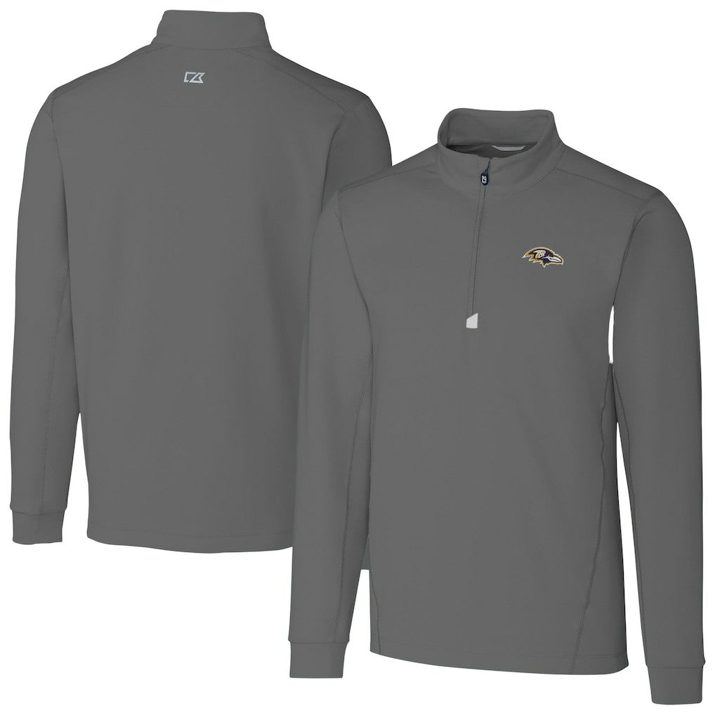Baltimore Ravens Cutter & Buck Big & Tall Traverse Eco Tri-Blend DryTec Quarter-Zip Jacket - Gray - NFL