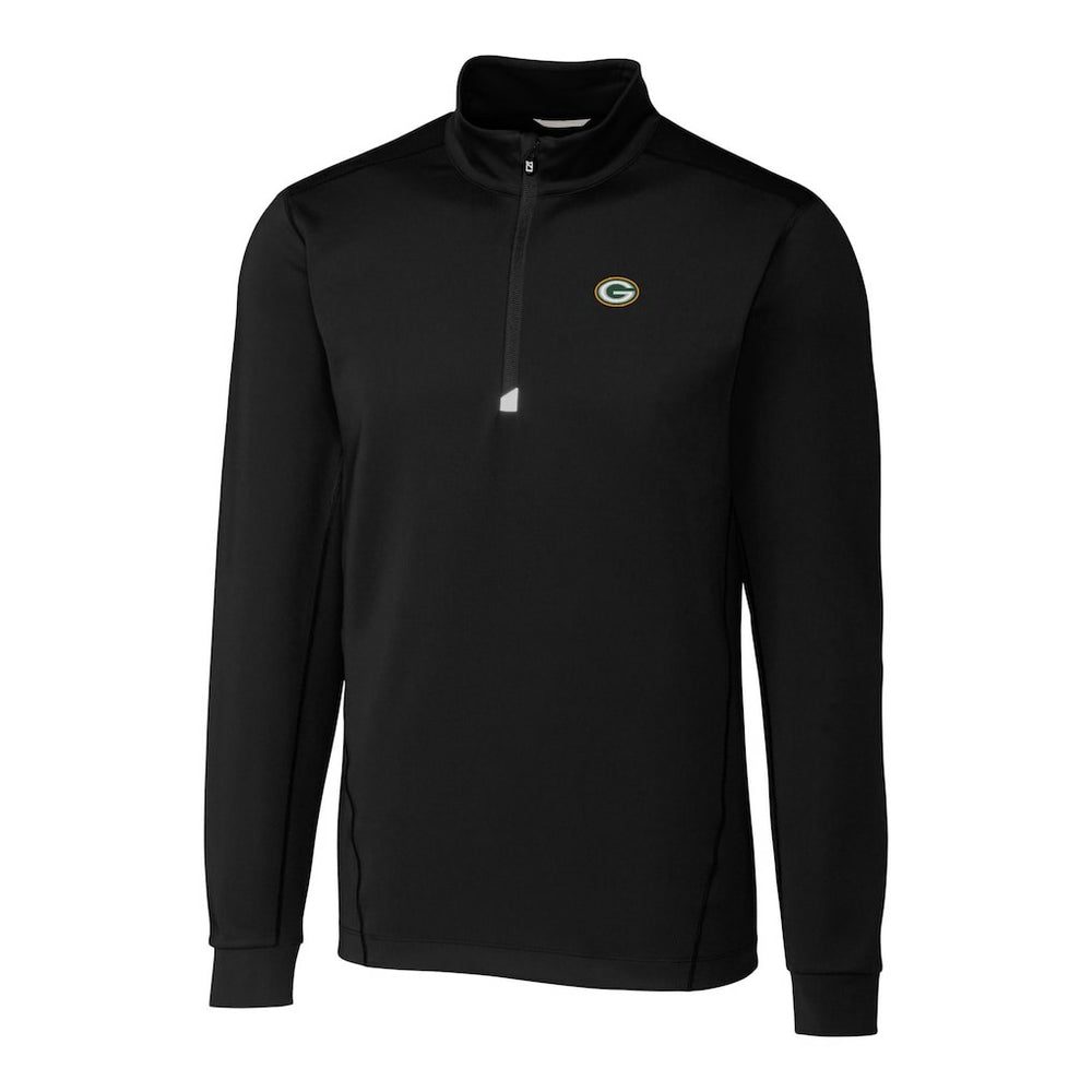 Green Bay Packers Cutter & Buck Big & Tall Traverse Eco Tri-Blend DryTec Quarter-Zip Jacket - Black - NFL