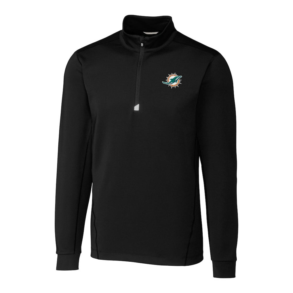 Miami Dolphins Cutter & Buck Big & Tall Traverse Eco Tri-Blend DryTec Quarter-Zip Jacket - Black - NFL
