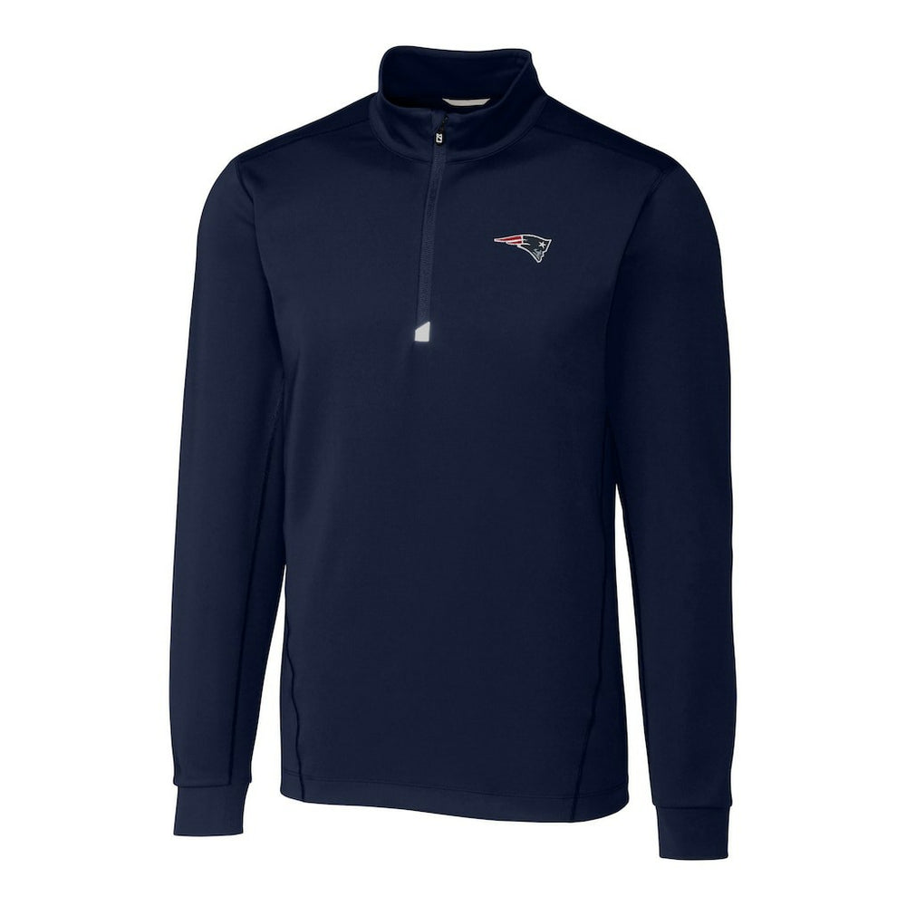 New England Patriots Cutter & Buck Big & Tall Traverse Eco Tri-Blend DryTec Quarter-Zip Jacket - Navy - NFL
