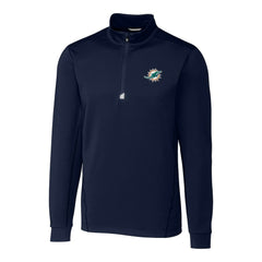 Miami Dolphins Cutter & Buck Big & Tall Traverse Eco Tri-Blend DryTec Quarter-Zip Jacket - Navy - NFL