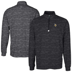 Minnesota Vikings Cutter & Buck Big & Tall Traverse Eco Camo Tri-Blend DryTec Quarter-Zip Jacket - Black - NFL