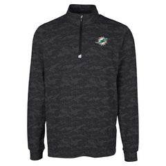 Miami Dolphins Cutter & Buck Big & Tall Traverse Eco Camo Tri-Blend DryTec Quarter-Zip Jacket - Black - NFL