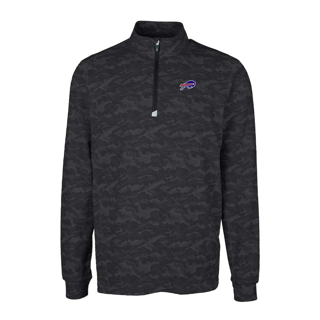 Buffalo Bills Cutter & Buck Big & Tall Traverse Eco Camo Tri-Blend DryTec Quarter-Zip Jacket - Black - NFL