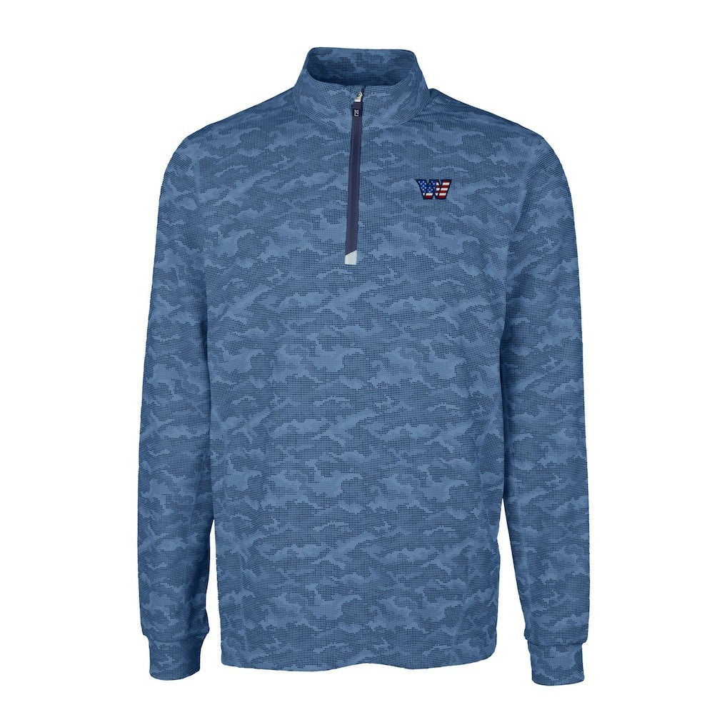 Washington Commanders Cutter & Buck Big & Tall Americana Traverse Eco Camo Tri-Blend DryTec Quarter-Zip Jacket - Navy - NFL