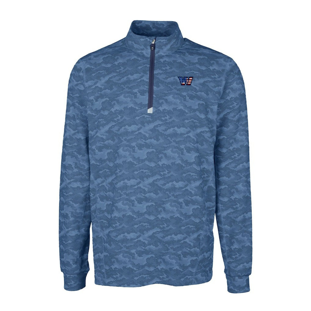 Washington Commanders Cutter & Buck Big & Tall Americana Traverse Eco Camo Tri-Blend DryTec Quarter-Zip Jacket - Navy - NFL