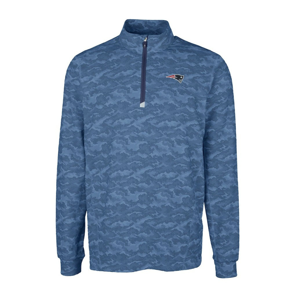 New England Patriots Cutter & Buck Big & Tall Traverse Eco Camo Tri-Blend DryTec Quarter-Zip Jacket - Navy - NFL