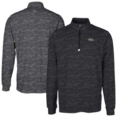 Baltimore Ravens Cutter & Buck Big & Tall Traverse Eco Camo Tri-Blend DryTec Quarter-Zip Jacket - Black - NFL
