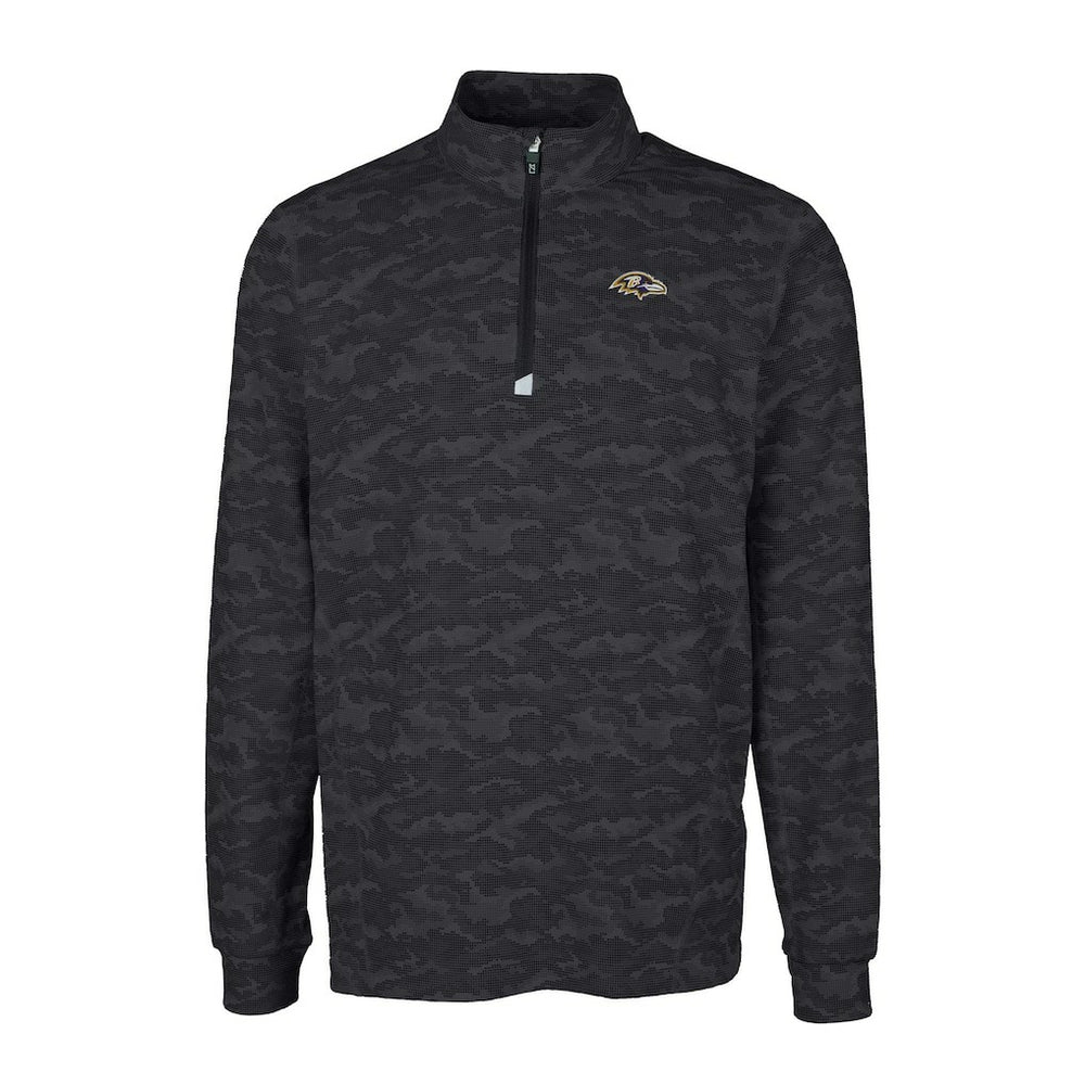 Baltimore Ravens Cutter & Buck Big & Tall Traverse Eco Camo Tri-Blend DryTec Quarter-Zip Jacket - Black - NFL