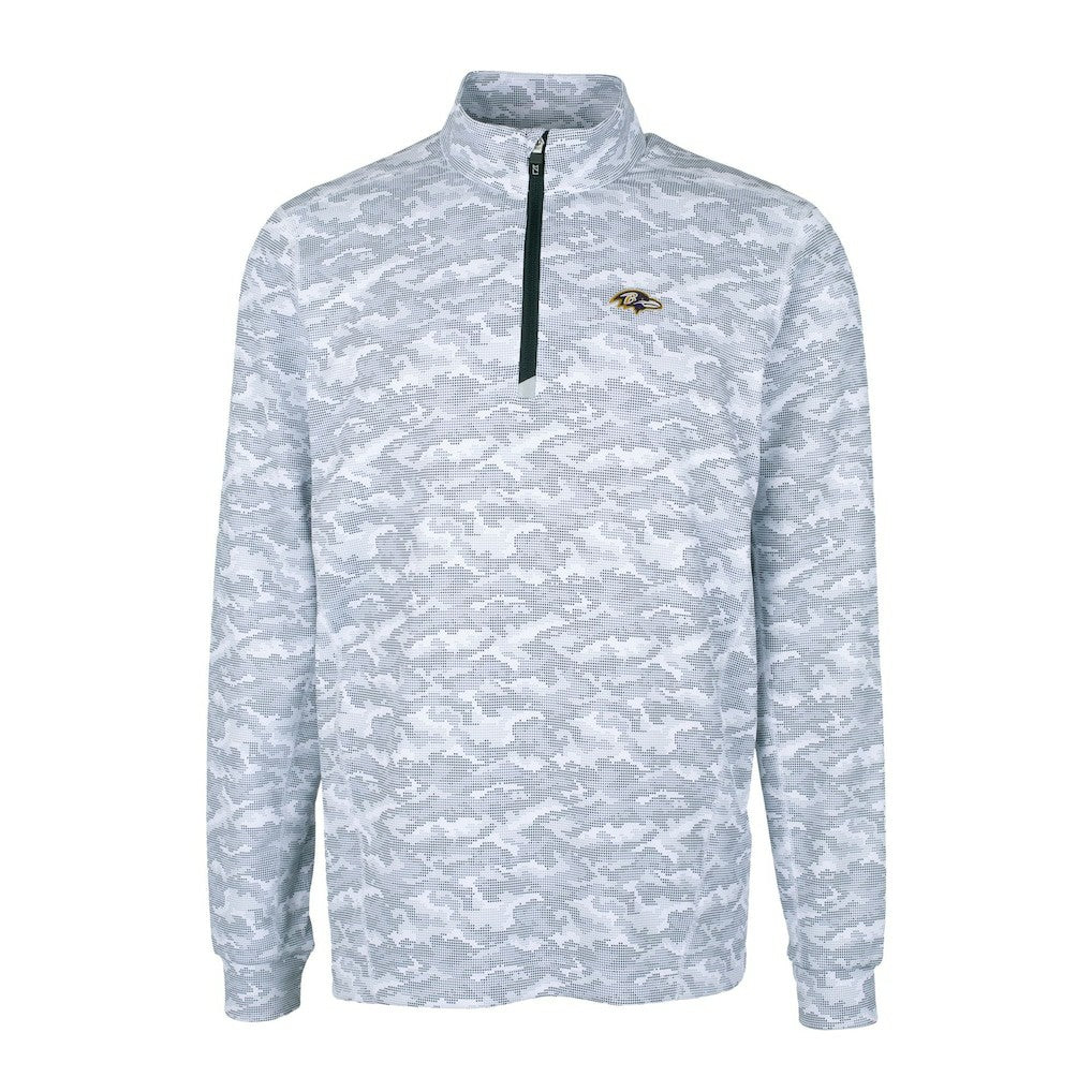 Baltimore Ravens Cutter & Buck Big & Tall Traverse Eco Camo Tri-Blend DryTec Quarter-Zip Jacket - Charcoal - NFL