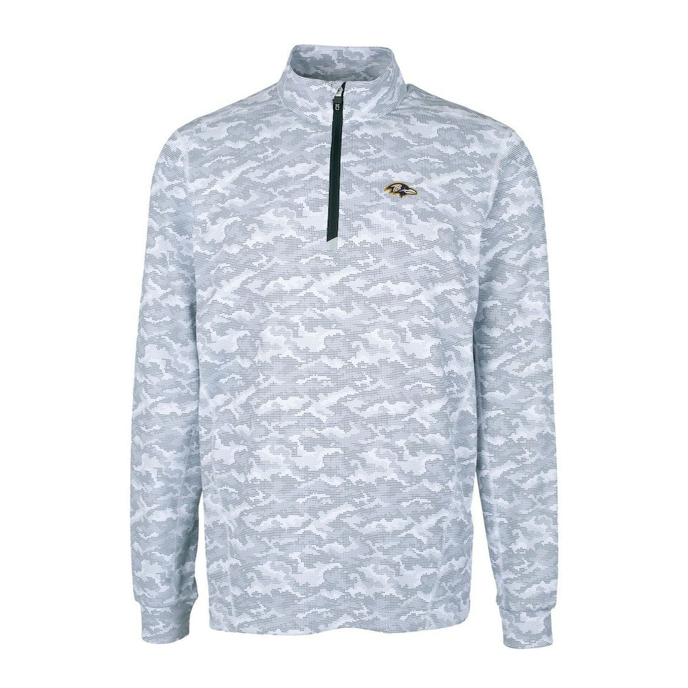 Baltimore Ravens Cutter & Buck Big & Tall Traverse Eco Camo Tri-Blend DryTec Quarter-Zip Jacket - Charcoal - NFL