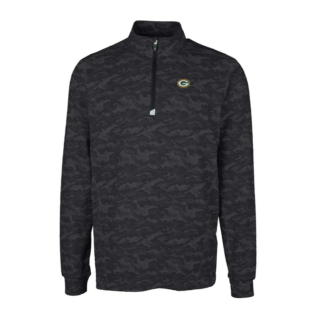 Green Bay Packers Cutter & Buck Big & Tall Traverse Eco Camo Tri-Blend DryTec Quarter-Zip Jacket - Black - NFL