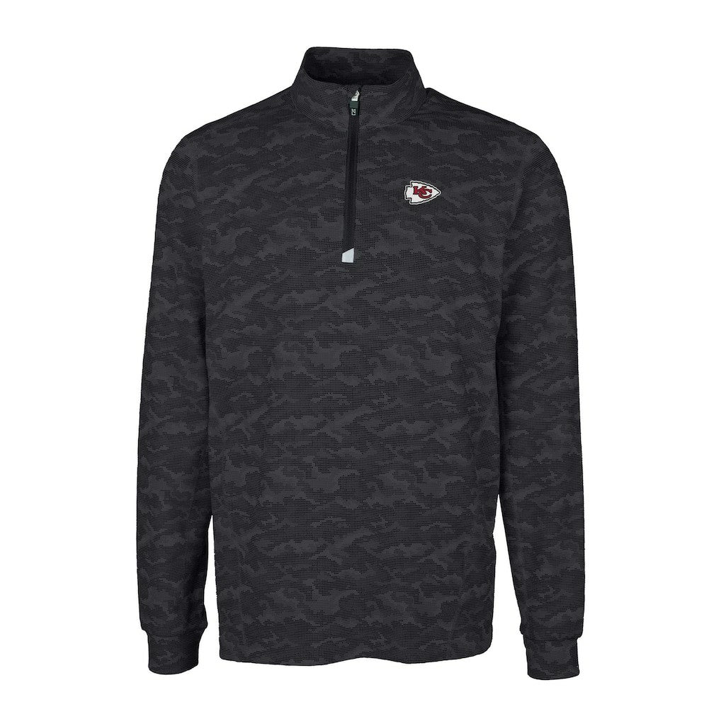 Kansas City Chiefs Cutter & Buck Big & Tall Traverse Eco Camo Tri-Blend DryTec Quarter-Zip Jacket - Black - NFL