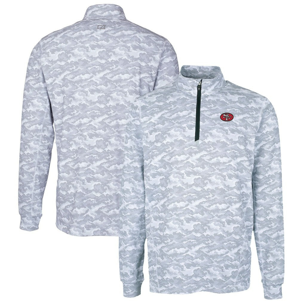 San Francisco 49ers Cutter & Buck Big & Tall Traverse Eco Camo Tri-Blend DryTec Quarter-Zip Jacket - Charcoal - NFL