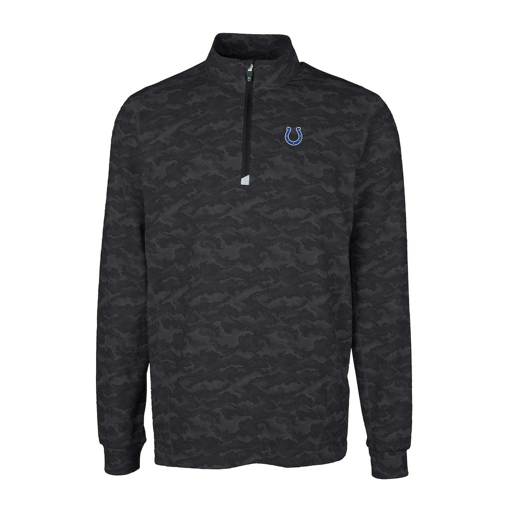 Indianapolis Colts Cutter & Buck Big & Tall Traverse Eco Camo Tri-Blend DryTec Quarter-Zip Jacket - Black - NFL