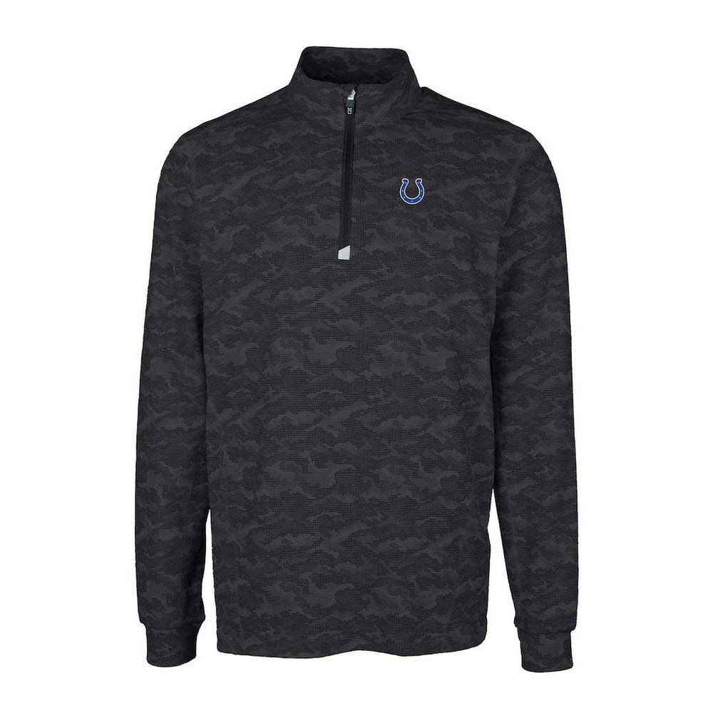 Indianapolis Colts Cutter & Buck Big & Tall Traverse Eco Camo Tri-Blend DryTec Quarter-Zip Jacket - Black - NFL