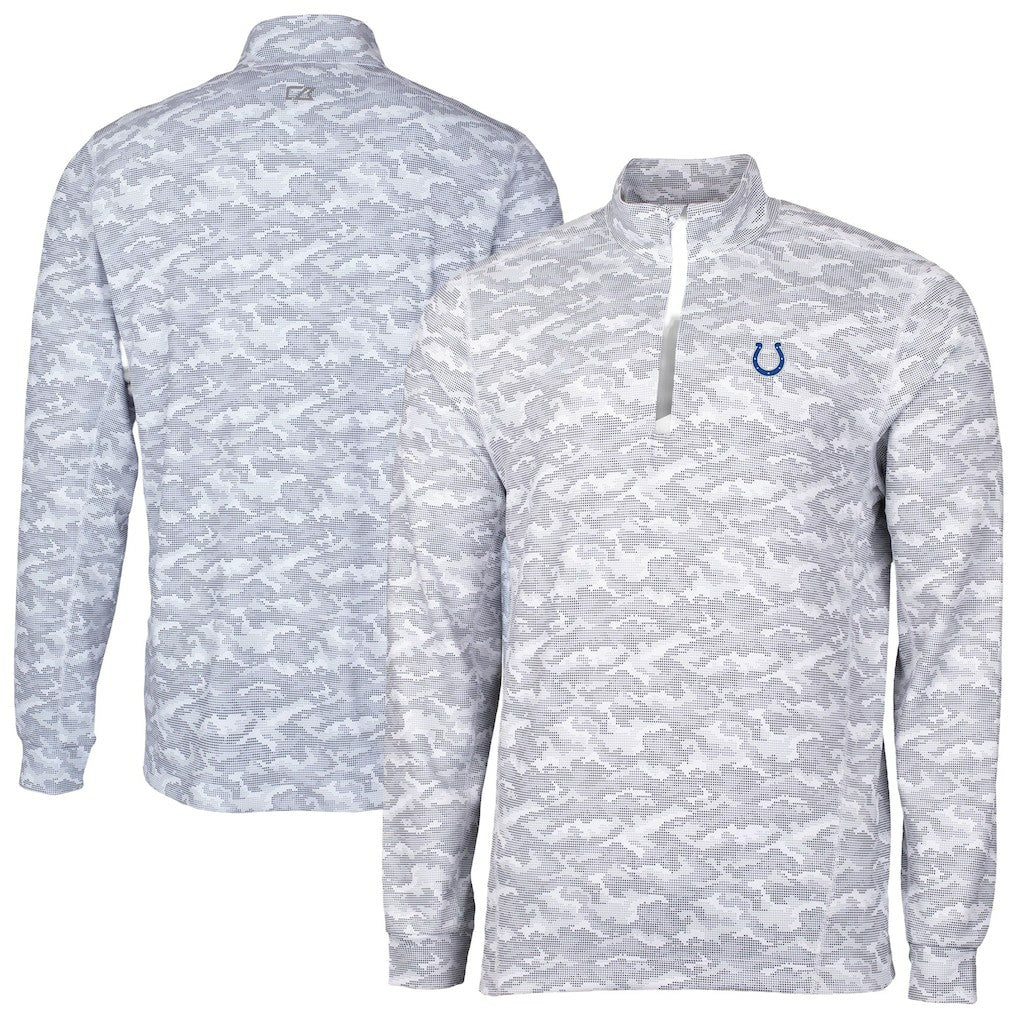 Indianapolis Colts Cutter & Buck Big & Tall Traverse Eco Camo Tri-Blend DryTec Quarter-Zip Jacket - Charcoal - NFL
