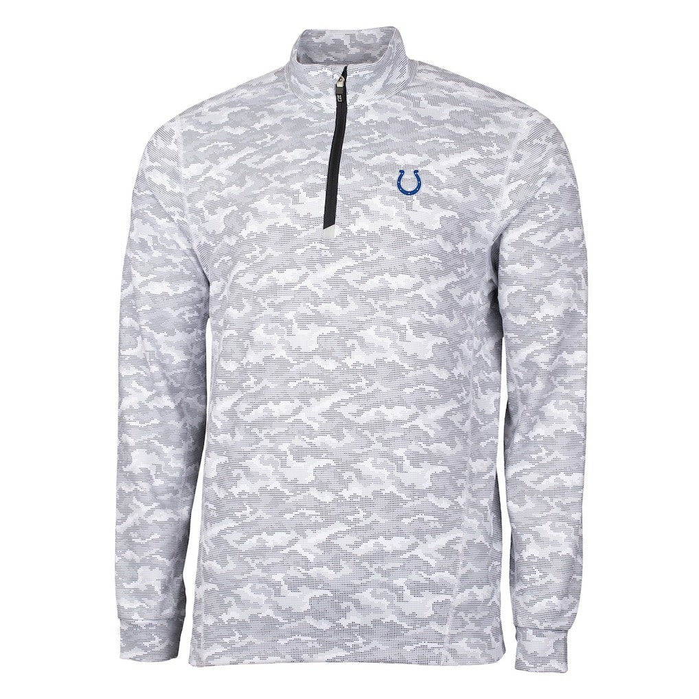 Indianapolis Colts Cutter & Buck Big & Tall Traverse Eco Camo Tri-Blend DryTec Quarter-Zip Jacket - Charcoal - NFL