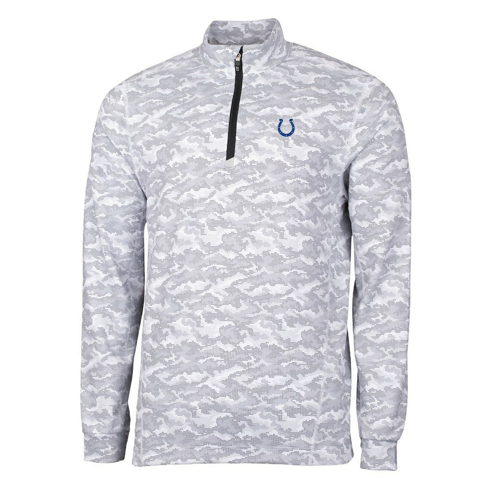 Indianapolis Colts Cutter & Buck Big & Tall Traverse Eco Camo Tri-Blend DryTec Quarter-Zip Jacket - Charcoal - NFL