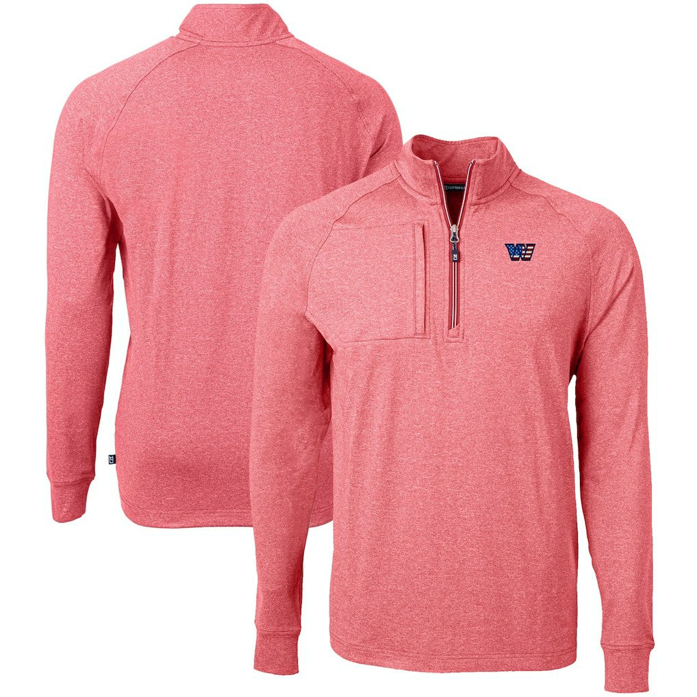 Washington Commanders Cutter & Buck Big & Tall Adapt Eco Raglan Quarter-Zip Jacket - Heather Burgundy - NFL