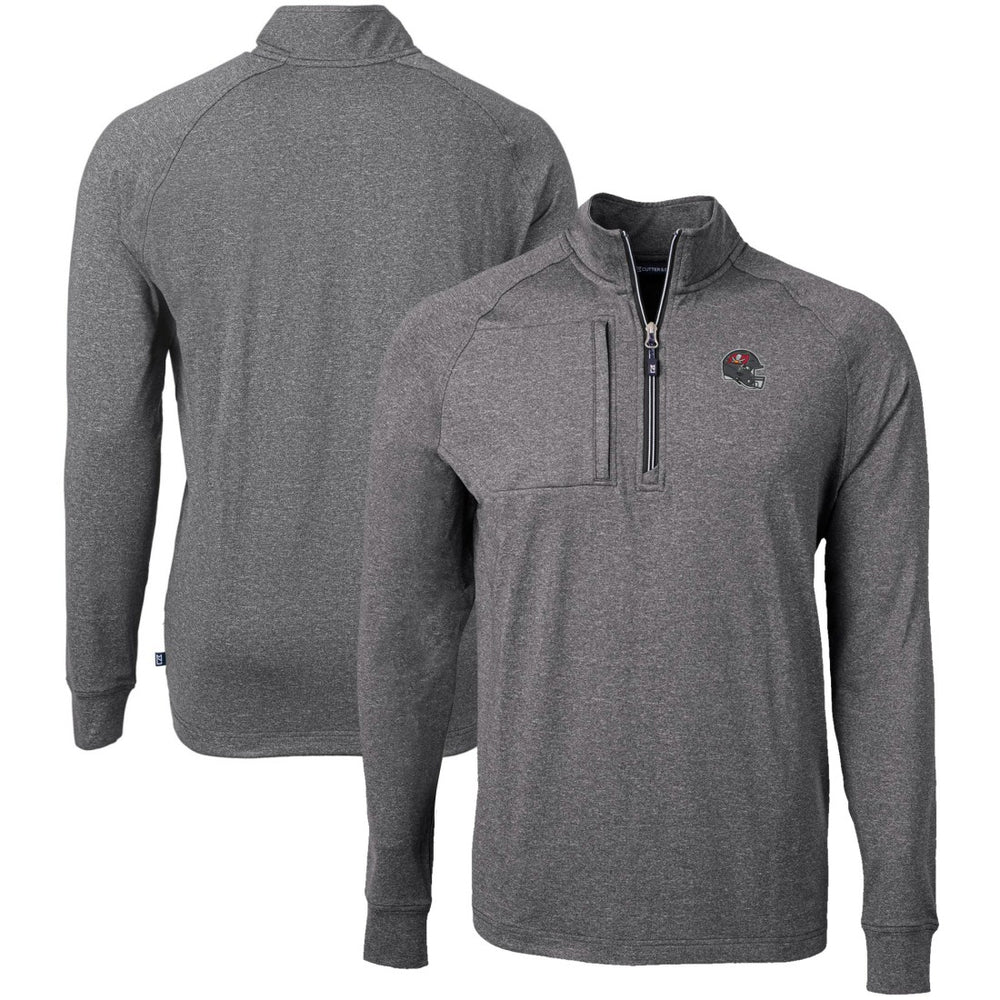 Tampa Bay Buccaneers Cutter & Buck Big & Tall Adapt Eco Raglan Quarter-Zip Jacket - Heather Black - NFL