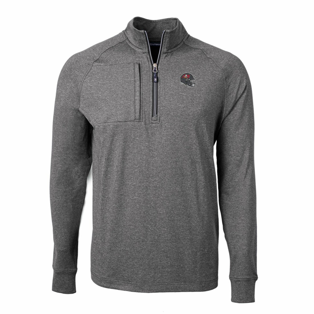 Tampa Bay Buccaneers Cutter & Buck Big & Tall Adapt Eco Raglan Quarter-Zip Jacket - Heather Black - NFL