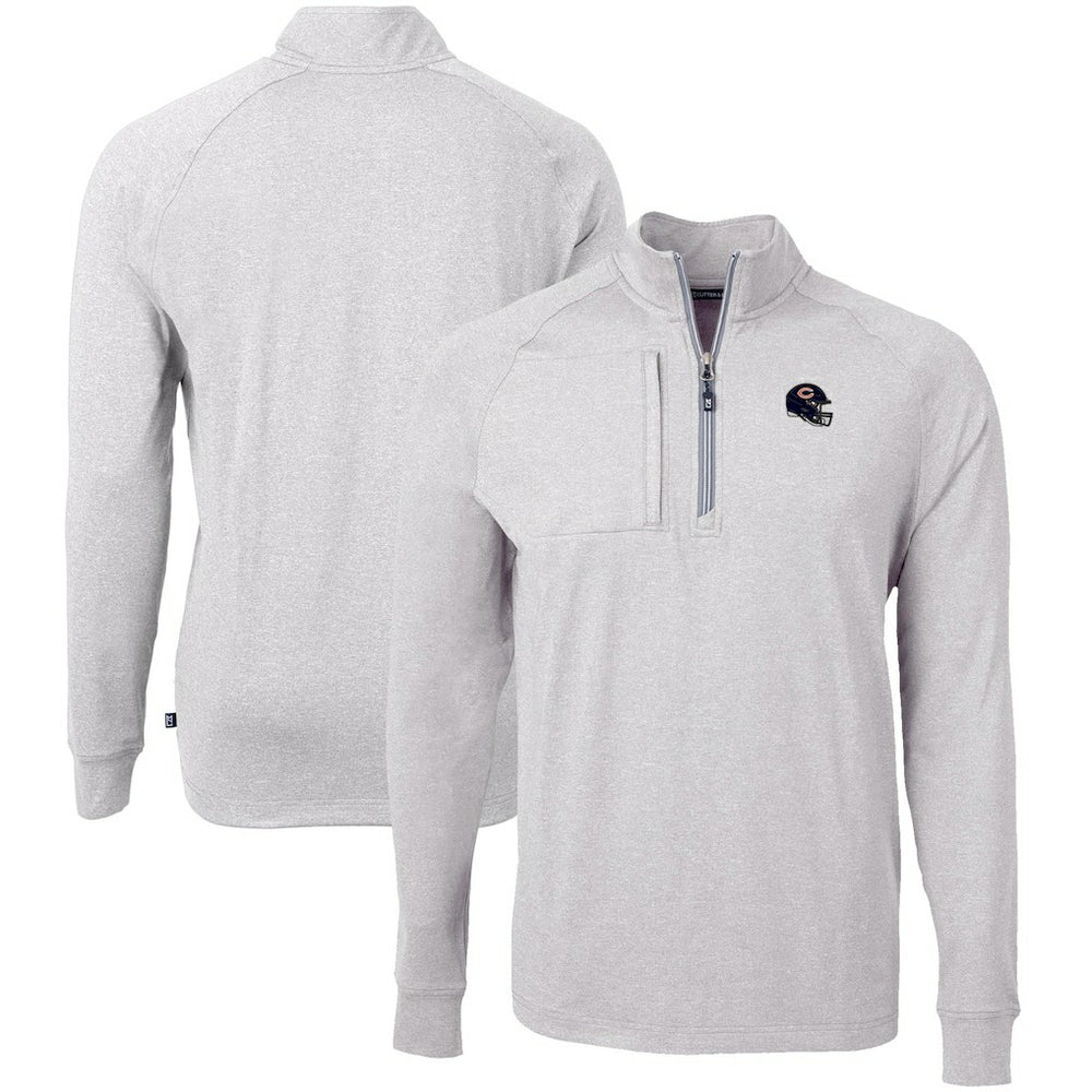Chicago Bears Cutter & Buck Big & Tall Adapt Eco Raglan Quarter-Zip Jacket - Heather Gray - NFL