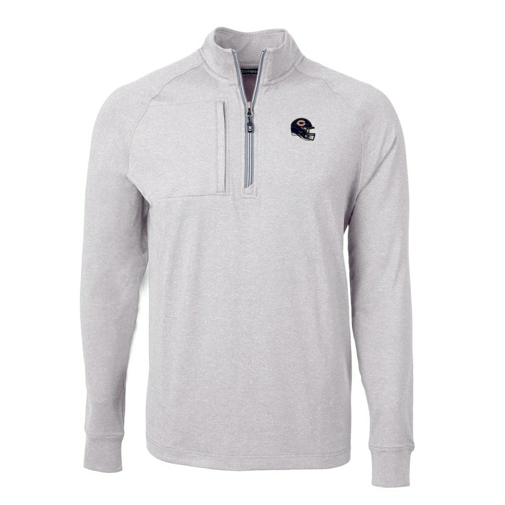 Chicago Bears Cutter & Buck Big & Tall Adapt Eco Raglan Quarter-Zip Jacket - Heather Gray - NFL