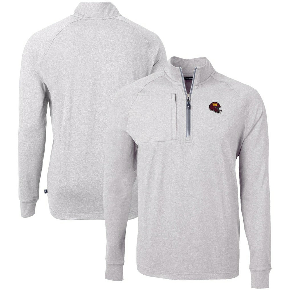 Washington Commanders Cutter & Buck Big & Tall Adapt Eco Raglan Quarter-Zip Jacket - Heather Gray - NFL