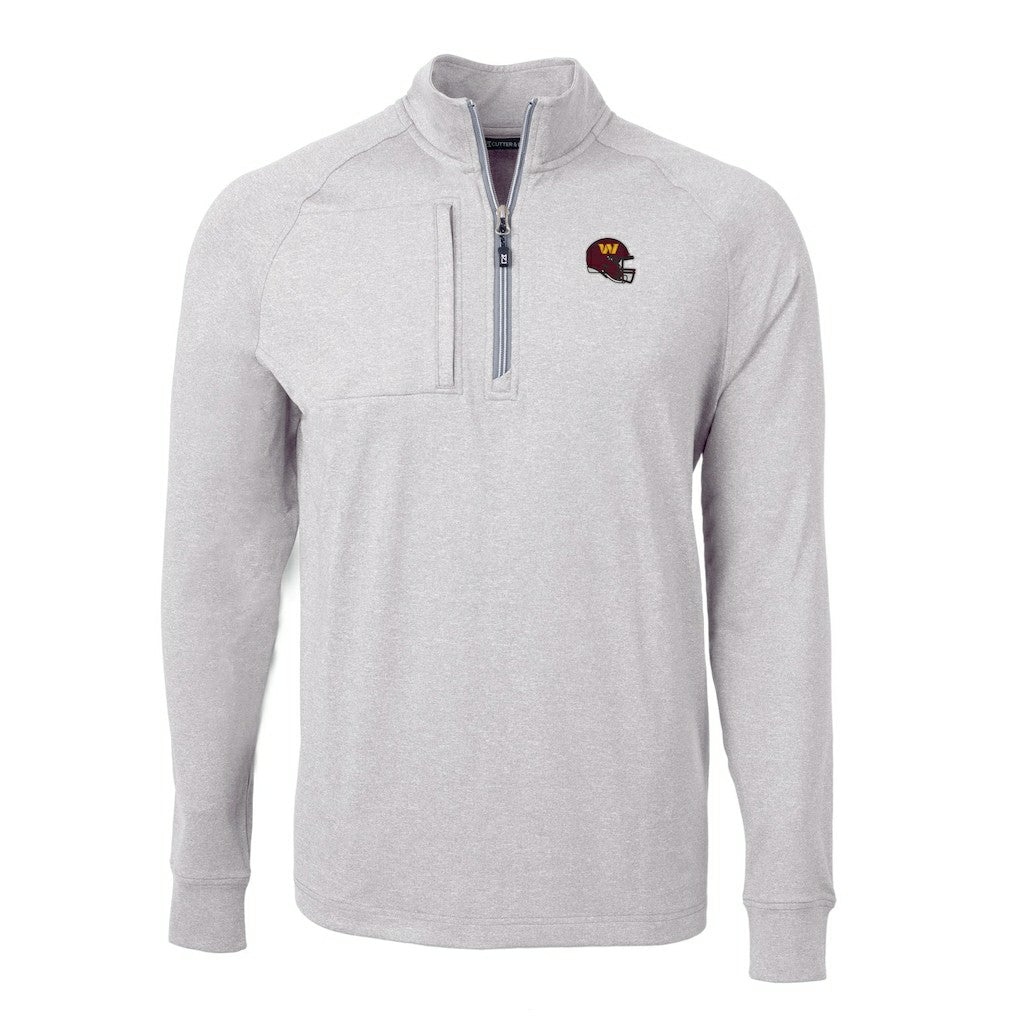 Washington Commanders Cutter & Buck Big & Tall Adapt Eco Raglan Quarter-Zip Jacket - Heather Gray - NFL