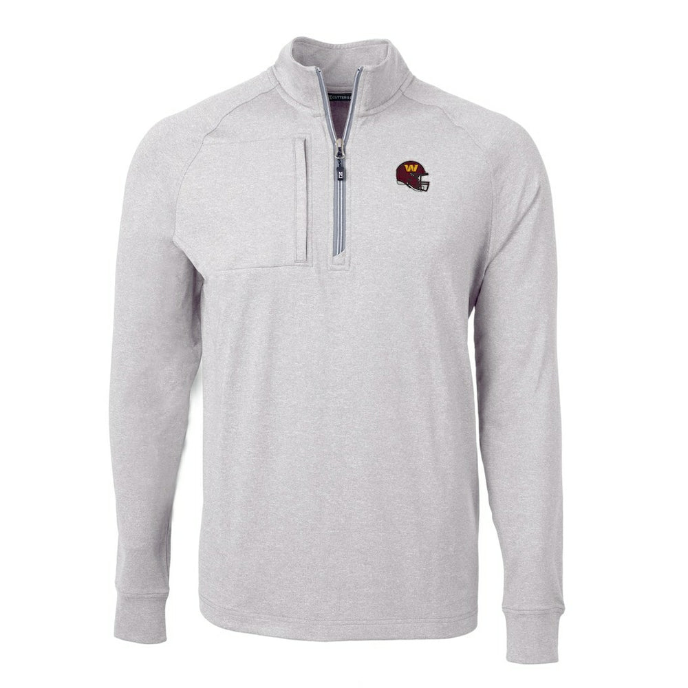 Washington Commanders Cutter & Buck Big & Tall Adapt Eco Raglan Quarter-Zip Jacket - Heather Gray - NFL