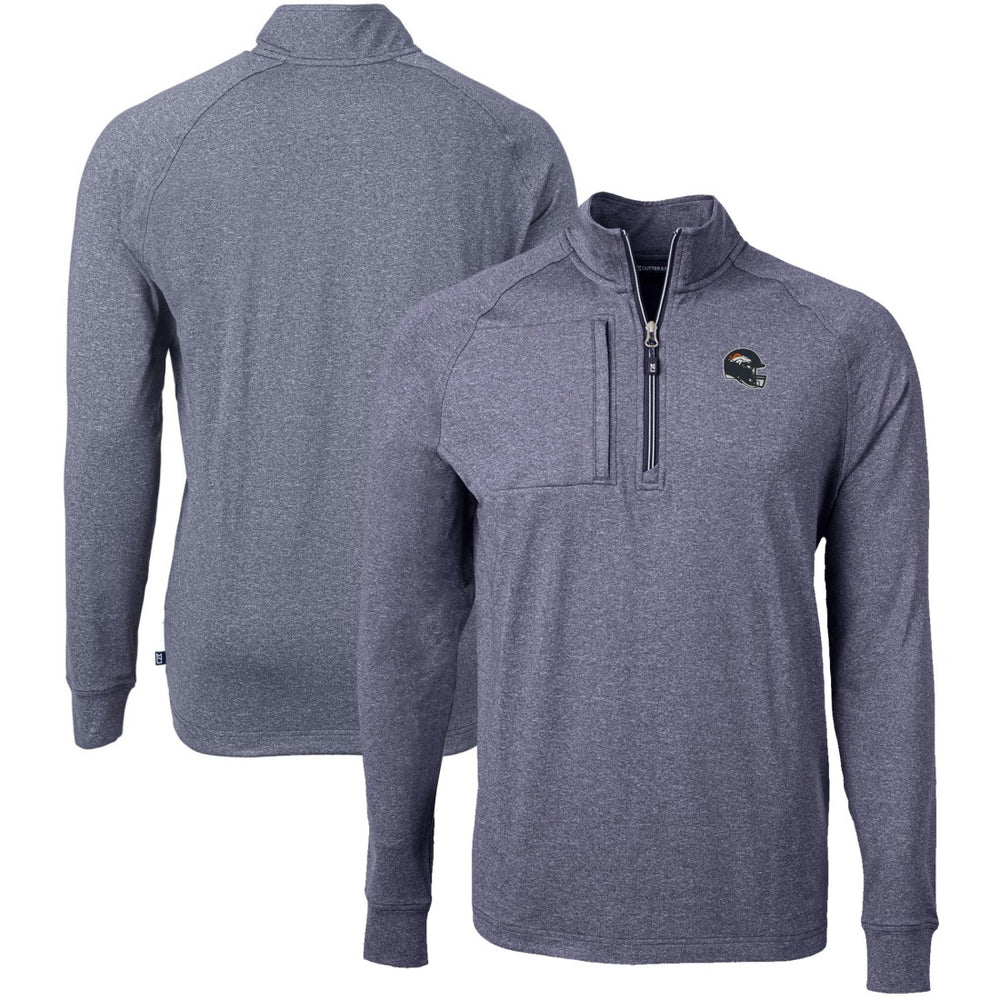 Denver Broncos Cutter & Buck Big & Tall Adapt Eco Raglan Quarter-Zip Jacket - Heather Navy - NFL
