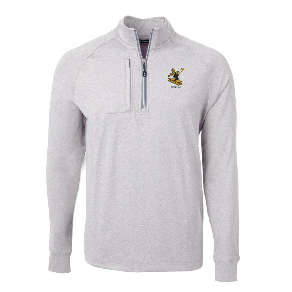 Pittsburgh Steelers Cutter & Buck Big & Tall Adapt Eco Raglan Quarter-Zip Jacket - Heather Gray - NFL