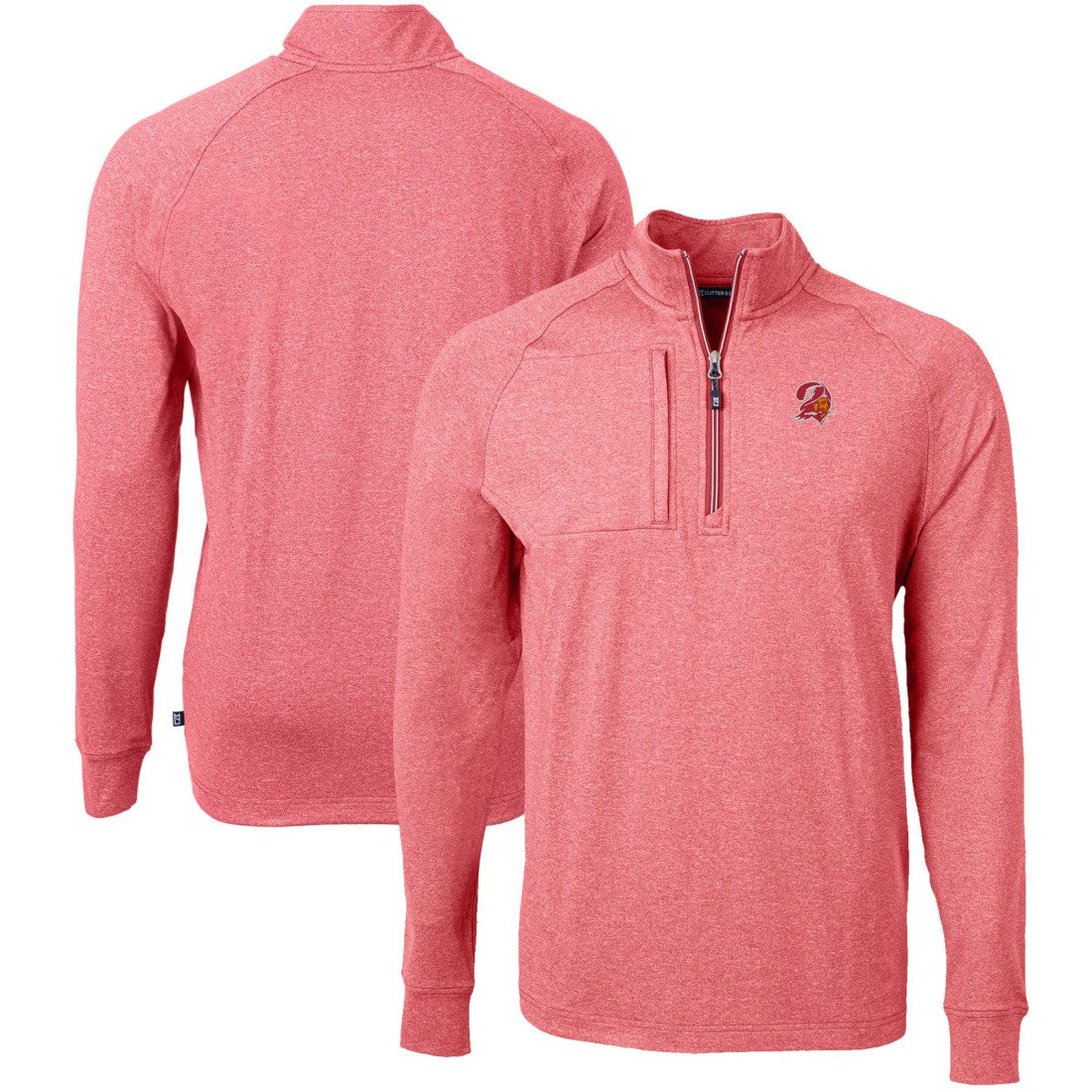 Tampa Bay Buccaneers Cutter & Buck Big & Tall Adapt Eco Raglan Quarter-Zip Jacket - Heather Red - NFL