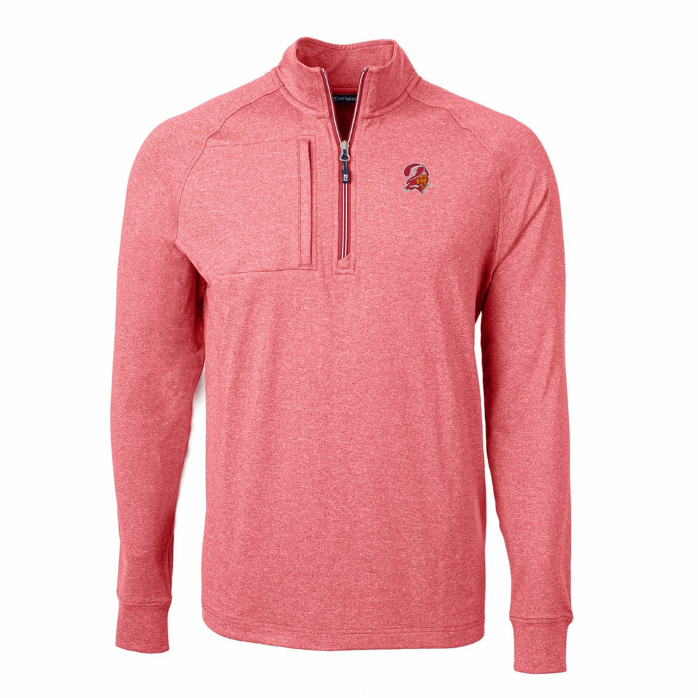 Tampa Bay Buccaneers Cutter & Buck Big & Tall Adapt Eco Raglan Quarter-Zip Jacket - Heather Red - NFL
