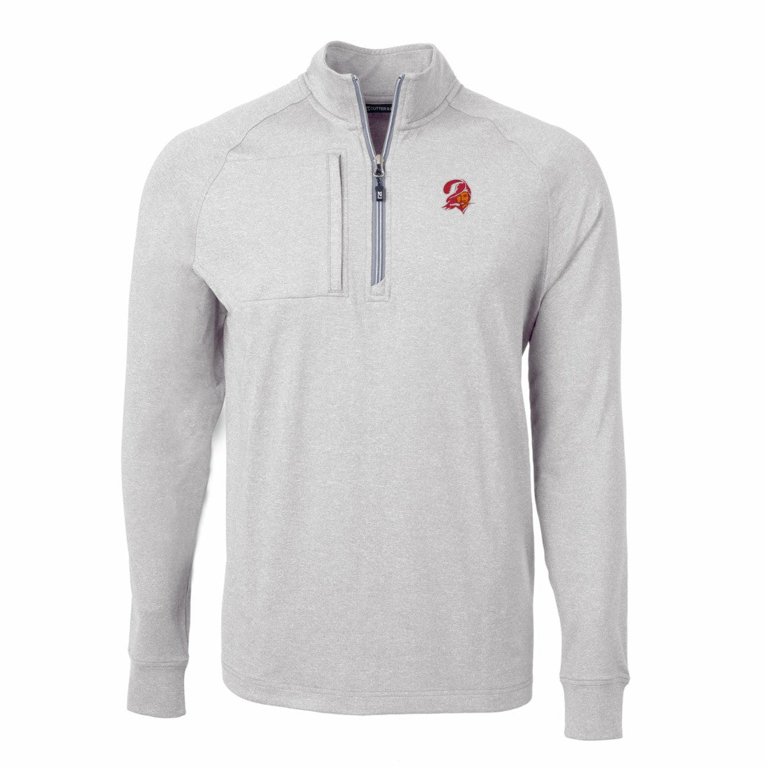 Tampa Bay Buccaneers Cutter & Buck Big & Tall Adapt Eco Raglan Quarter-Zip Jacket - Heather Gray - NFL