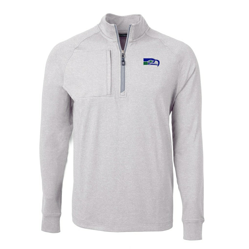 Seattle Seahawks Cutter & Buck Big & Tall Adapt Eco Raglan Quarter-Zip Jacket - Heather Gray - NFL