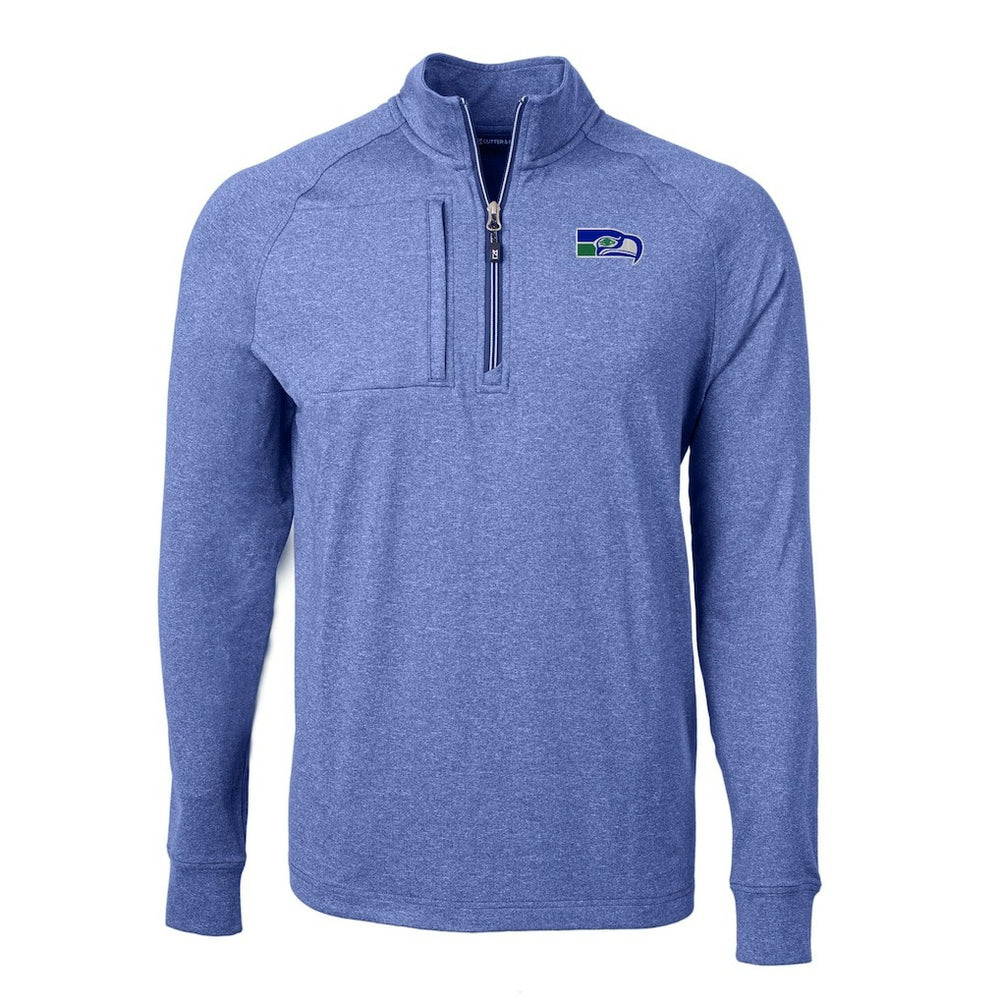 Seattle Seahawks Cutter & Buck Big & Tall Adapt Eco Raglan Quarter-Zip Jacket - Heather Royal - NFL