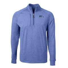 Seattle Seahawks Cutter & Buck Big & Tall Adapt Eco Raglan Quarter-Zip Jacket - Heather Royal - NFL