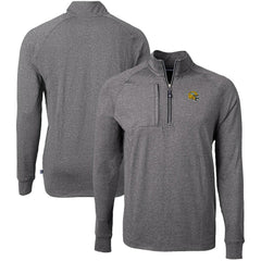 Green Bay Packers Cutter & Buck Big & Tall Adapt Eco Raglan Quarter-Zip Jacket - Heather Black - NFL