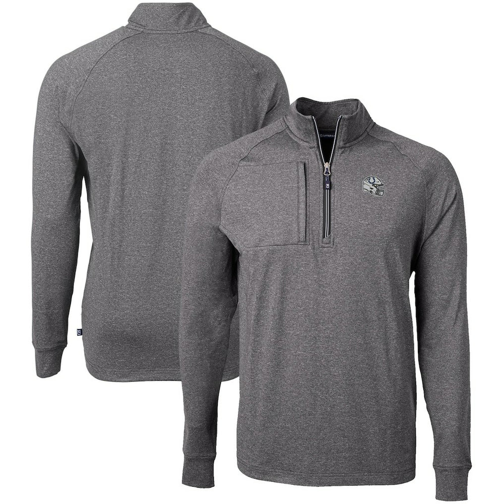 Indianapolis Colts Cutter & Buck Big & Tall Adapt Eco Raglan Quarter-Zip Jacket - Heather Black - NFL